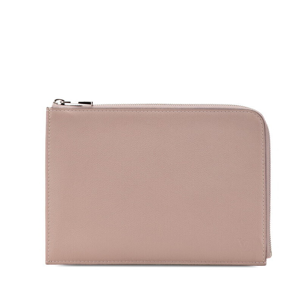 Louis Vuitton Pochette Jour Clutch Bag Taupe Beige Leather